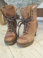 Cornish Style Cottagecore Bertie Leather Lace Up Brogue Style Ankle Boots 6