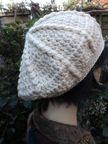 Crochet light cream beret - beret,