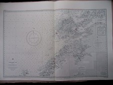 1971 NORWAY BRANDS FJORD to LEKA Nautical SEA Navigation MAP Chart 28" x 41" B88