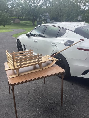 Torpedo vtg wooden pull sled - vtg,