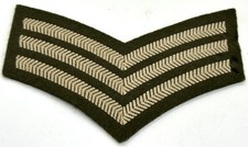 British Military Issue Large Green White Sergeant Chevron Rank Patch