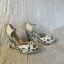 Next Cream Wedge Sandals With Paisley Print Size 39, UK 6