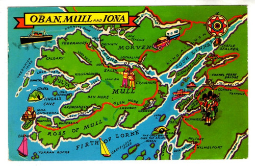 Map postcard oban mull - a, of