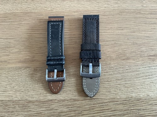 Two 24mm leather watch straps - two,