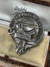 Vintage Clan MacDougall Brooch Badge Pin Silver Tone Scottish Buaich No Bas