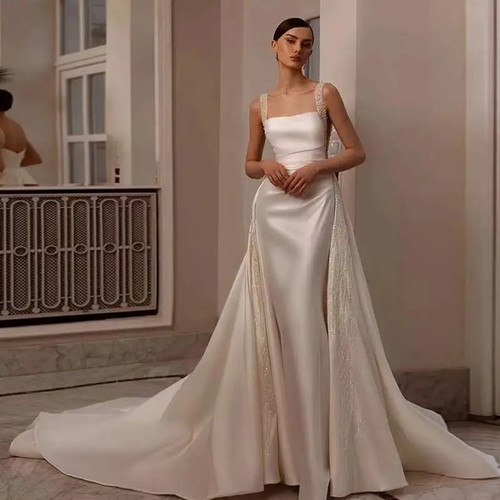 Elegant satin square - neck, 2