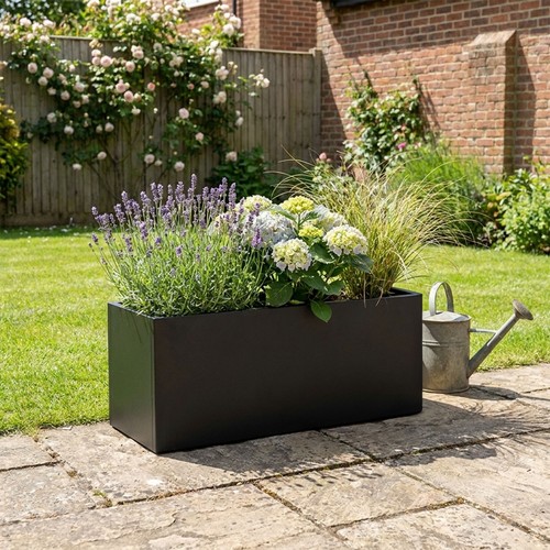 Galvanised metal black trough - galvanised,