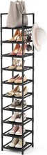 Tall Narrow Shoe Rack for Entryway 10-Tier Sturdy Metal Shoe Shelf Storage 10-15