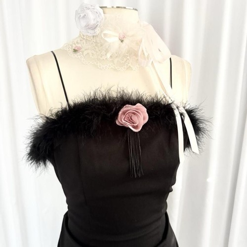 Vintage y2k black marabou - black,