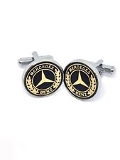 Silver Mercedes Benz Design Cufflinks for Men with Free Gift Pouch