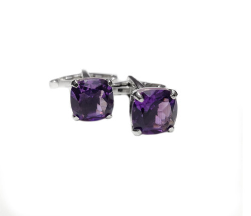 Natural amethyst cufflinks - natural,