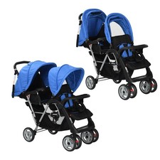 Tandem Stroller Steel Child Toddler Baby Pram Pushchair Baby Buggy vidaXL