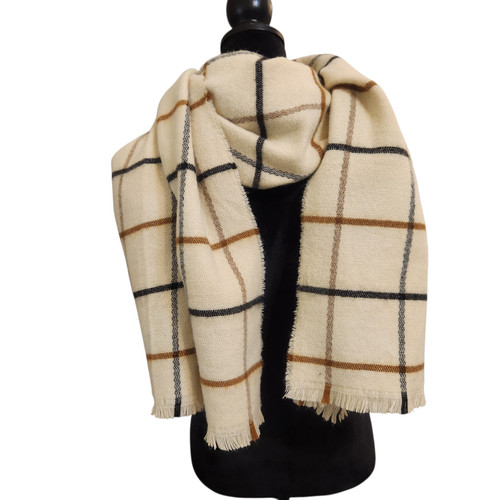 Zara beige plaid neck scarf - neck,