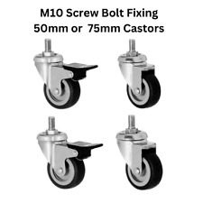 Castor Wheels Trolley 50mm or 75mm  M10 Threaded Swivel Premium quality 4 x Grey