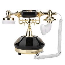 MS-9107 Ceramic Black Gold Flower Pattern Antique Telephone Home Decor Desk
