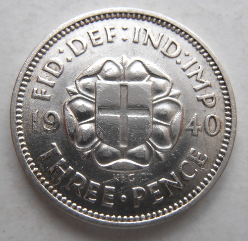 1940 silver threepence - silver,