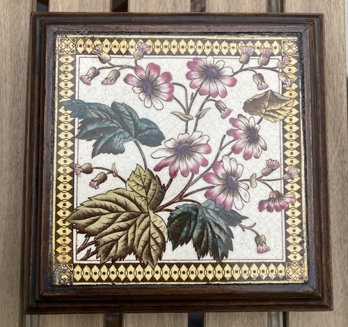 Antique victorian ceramic tile - antique,