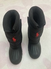 RALPH LAUREN Boys Winter Snow Boots UK 2.5 Black Hamilton Padded Warm Insulated