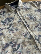 ? Men's Medium Spitalfield Shirt Company Cream & Purple Paisley Tentacle Shirt
