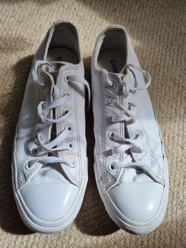 White leather converse - leather, 7