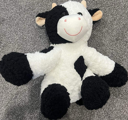 Black white cow - white, plush