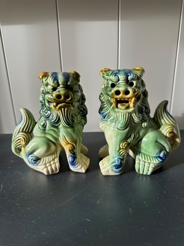 Pair polychrome chinese foo - pair,