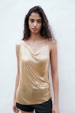 ZARA LIMITED EDITION Gold Chain-Mail Top with Chain Links Strap Size: M SOLD OUT