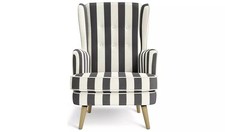 Habitat Callie Black & White Fabric Stripe Wingback Occasional Chair - New Boxed
