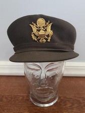 WWII Women's ANC Army Nurse Corps OD Service Hat Uniform Cap (Size 22 1/2) 1940s