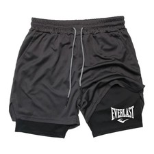 Men's Double Layer Gym Shorts EVERLAST | Compression Inner, Quick Dry Sports Pan