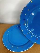 Whittard Of Chelsea Side Plate 20cm Blue Polka Dot Hand Painted x 2 Pair