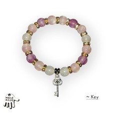 Handmade Bracelet, Pink/White, Made With Glitter Resin Beads & Gold Spacer Beads