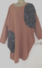 WOMEN'S MADE IN ITALY RUST SWEATSHIRT SEQUINS LAGENLOOK DRESS approx size 16 18