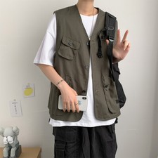 Fishing Vest Waistcoat Utility Sleeveless Jacket Men Multi Pocket Cargo