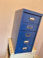 FIVE DRAWERS UNIT HEAVY DUTY BLUE METAL GARAGE TOOLS STORAGE