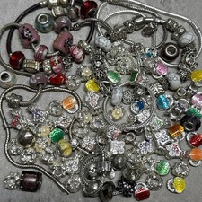 EUROPEAN CHARMS Job Lot Costume Jewellery Beads & Bracelets Etc For Wear Craft
