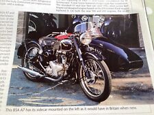 BSA A7  22/47 SIDECAR COMBINATION OUTFIT MOTORCYCLE MAGAZINE ARTICLE.