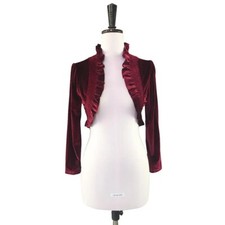 1x Women Velvet Bolero Cardigan Ruffle Capelet Shrug Wedding Party Jacket Shawl