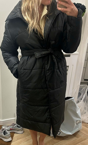 Women black long belted - black,