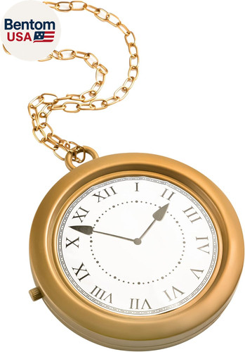 Gold clock necklace halloween - gold,