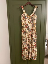 L.F. Markey - White midaxi dress, pastoral print. Linen/cotton. UK Size 16.