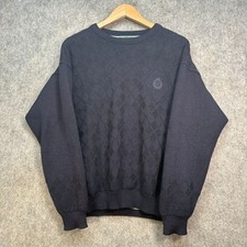 Oscar Jacobson Jumper Mens Size UK M Navy Wind Stopper Lined Golf Sweater Sports