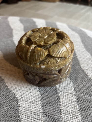 Hand carved soapstone lidded - hand-carved,
