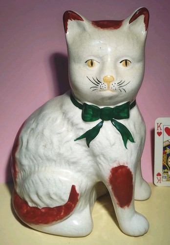 Staffordshire cat orange white - orange,