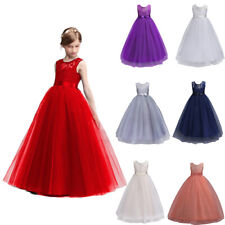 Flower Girls Kids Party Maxi Dress Wedding Princess Dresses Formal For 3-14 Age