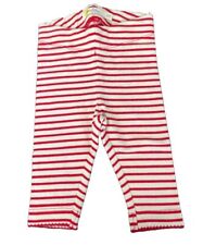 Baby Boden Full Length Striped Festive Everyday Jersey Leggings- Red/Ivory Print