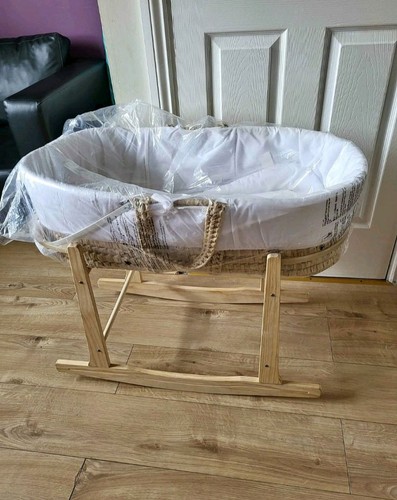 Brand new white wicker moses - new,