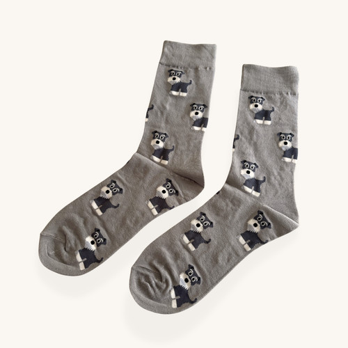 Miniature schnauzer socks grey - socks,