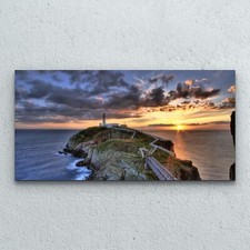 Tempered Glass Print Photo Art Decoration  100x50 South Stack Lighthouse Sunset