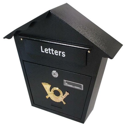 Letter box black large - large, steel